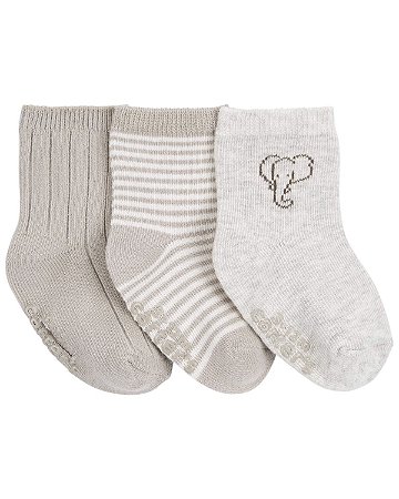 Kit 3 Meias Neutras Elefante - RN - Carter's