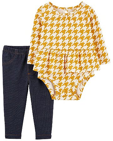 Conjunto 2 peças Houndstooth Mostarda - 18m (12 a 18 meses) - Carter's