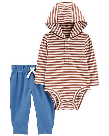 Conjunto 2 peças Body Listrado Calça Azul - 18m (12 a 18 meses) - Carter's