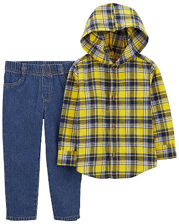 Conjunto 2 peças Capuz Xadrez Amarela - 3T (3 a 4 anos) - Carter's