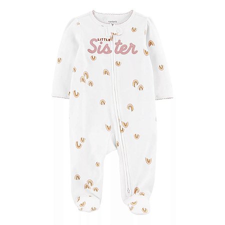 Pijama com pezinho Little Sister Branco - 9m (6 a 9 meses) - Carter's