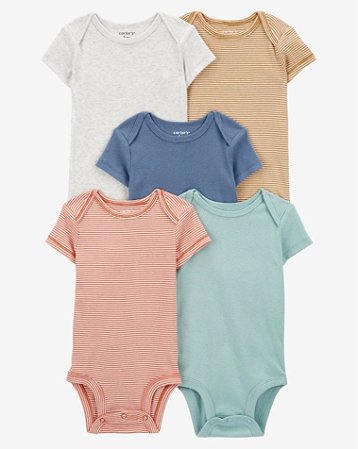 Kit Body 5 peças Lisos/Listrados - 12m (9 a 12 meses) - Carter's