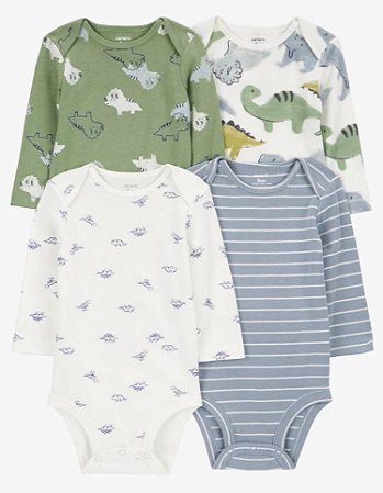 Kit Body 4 Peças Dinos Verde/Azul - 18m (12 a 18 meses) - Carter's