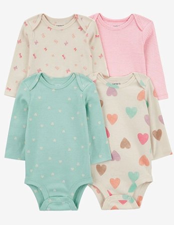 Kit Body 4 peças Coração/Verde - 18m (12 a 18 meses) - Carter's