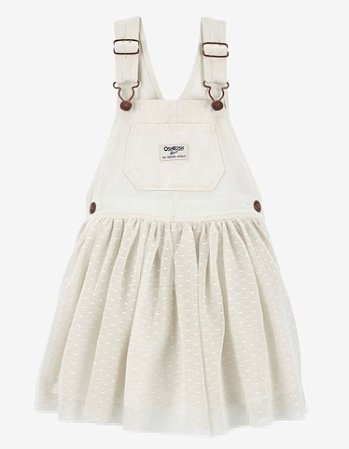 Jardineira Branca Jeans/Tulle - 18m (12 a 18 meses) - Oshkosh