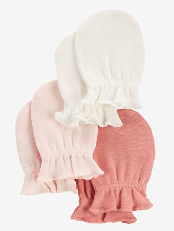 Kit 3 Luvas Tons de Rosa - 0 a 3 meses - Carter's