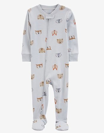 Pijama com pezinho Cinza Animais - 24m (18 a 24 meses) - Carter's
