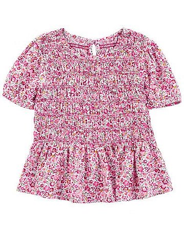 Camiseta Peplum Floral - 3T (3 a 4 anos) - Carter's