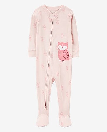 Pijama com pezinho Coruja Rosa - 12m (9 a 12 meses) - Carter's