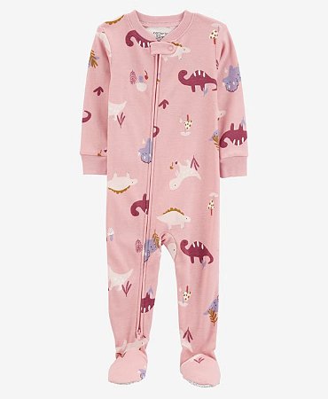 Pijama com pezinho Dino Rosa - 4T (4 a 5 anos) - Carter's