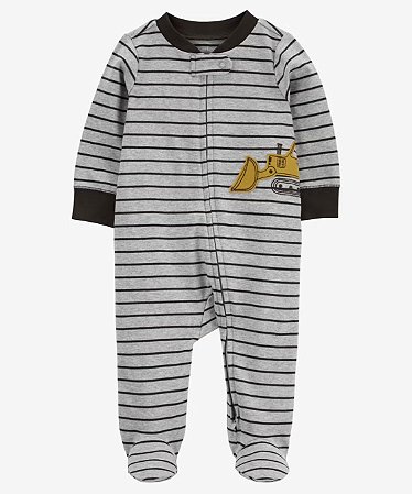 Pijama com pezinho Cinza Colheitadeira - 3m (1 a 3 meses) - Carter's