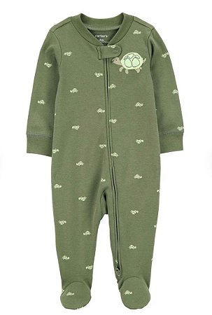 Pijama com pezinho Verde Tartaruga - 3m (1 a 3 meses) - Carter's