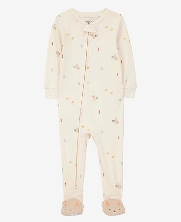 Pijama com pezinho Creme Coelhinho - 24m (18 a 24 meses) - Carter's