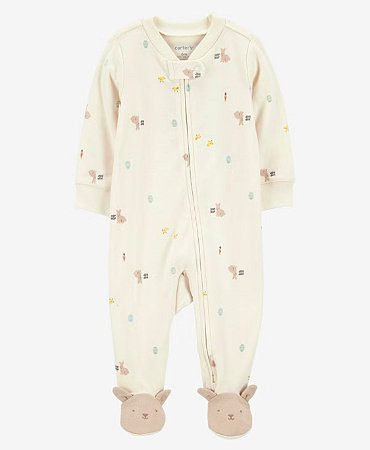 Pijama com pezinho Creme Coelhinho - RN - Carter's