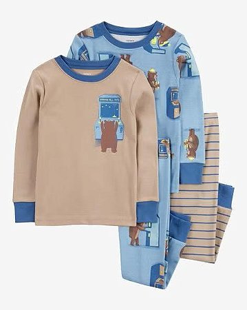 Kit Pijama 4 peças Urso Máquina - 12m (9 a 12 meses) - Carter'a