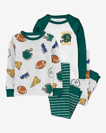 Kit Pijama 4 peças Futebol Americano - 12m (9 a 12 meses) - Carter's