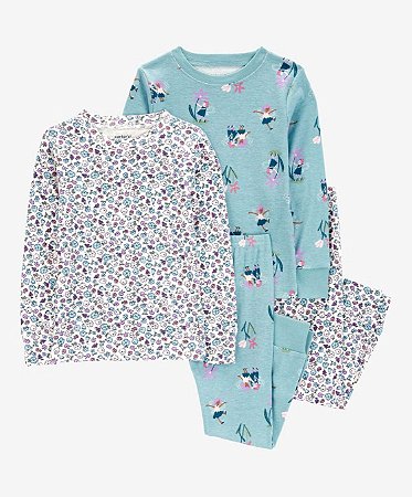 Kit Pijama 4 peças Fada/Flores - 12m (9 a 12 meses) - Carter's