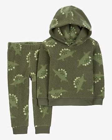 Conjunto 2 peças Fleece Dino Verde Musgo - 12m (9 a 12 meses) - Carter's