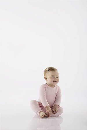 Conjunto em Malha Térmica Rosa Claro - Tam P - Up Baby