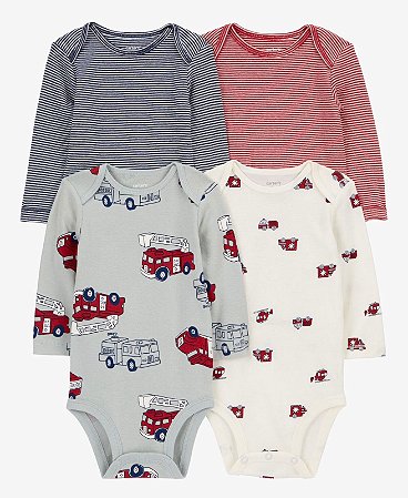 Kit Body 4 peças Bombeiros - 6m (3 a 6 meses) - Carter's