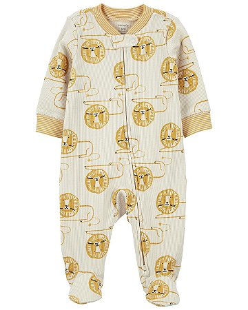 Pijama com pezinho Leão Mostarda - 3m (1 a 3 meses) - Carter's