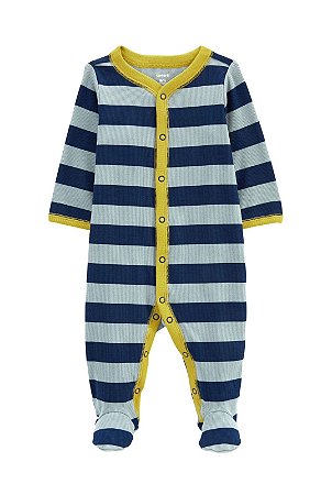 Pijama com pezinho Listrado Azul - 6m (3 a 6 meses) - Carter's