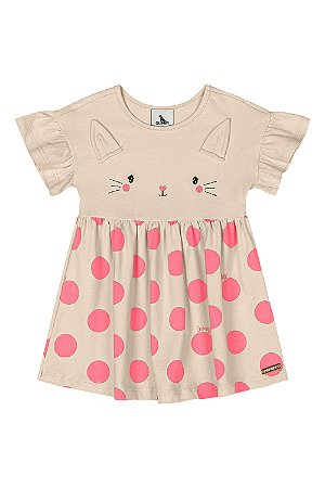 Vestido Gatinha Bolinha Rosa - Tam 2 - Quimby