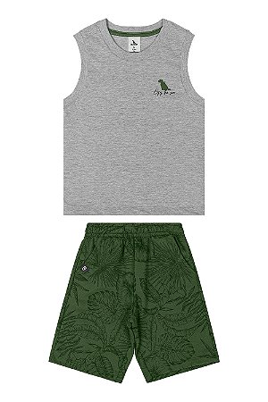 Conjunto Regata Enjoy The Sun Cinza/Verde - Tam 4 - Quimby