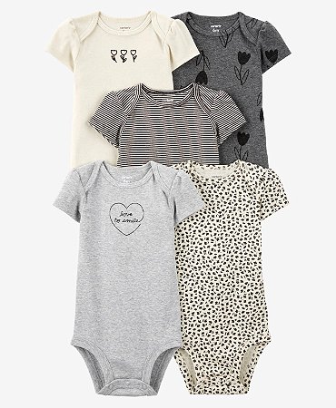 Kit Body 5 peças Flores Preta - 24m (18 a 24 meses) - Carter's