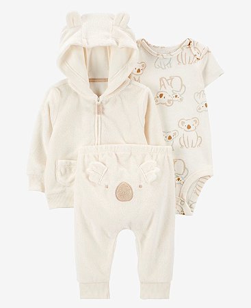 Conjunto 3 peças Koala Neutro - 6m (3 a 6 meses) - Carter's