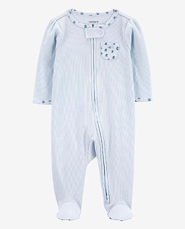 Pijama Bolso Floral Azulzinho - 6m (3 a 6 meses) - Carter's