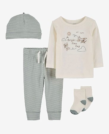 Conjunto Avião Touca + Meia - 9m (6 a 9 meses) - Carter's