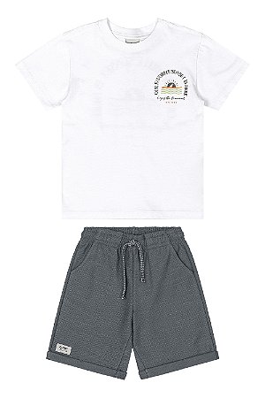 Conjunto Bermuda Chumbo/Branca - Tam 6 - Quimby