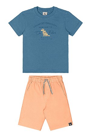 Conjunto Sarja Azul/Laranja - Tam 6 - Quimby