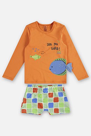 Conjunto UV Sunga Laranja Oriole - Tam 6 - Up Baby