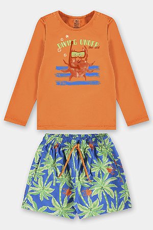 Conjunto UV Short Laranja Oriole - Tam 4 - Up Baby