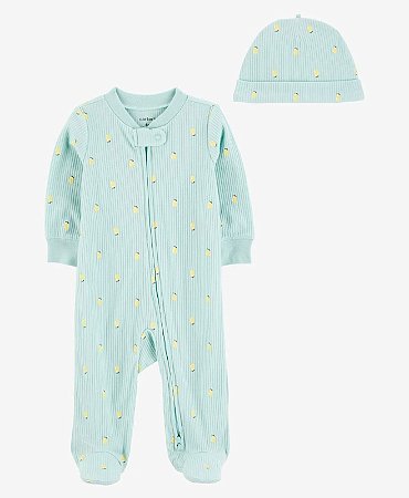 Pijama Macacão Lemon + Touca - 6m (3 a 6 meses) - Carter's