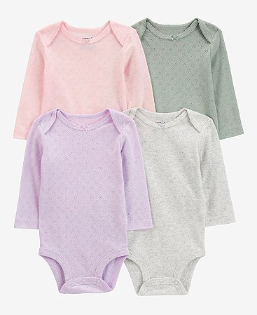 Kit Body 4 peças Pointelle Coração - 9m (6 a 9 meses) - Carter's