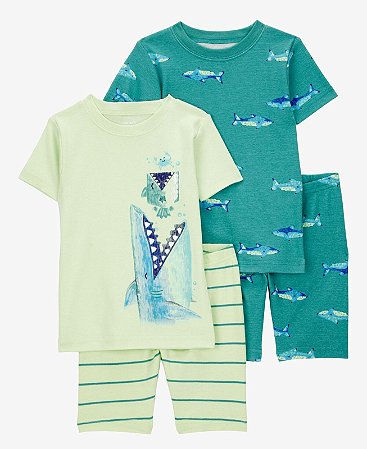 Kit Pijama 4 peças Tubarão Verde - 18m (12 a 18 meses) - Carter's