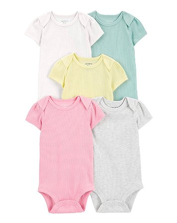 Kit Body 5 peças Rosa/Amarelo - 6m (3 a 6 meses) - Carter's