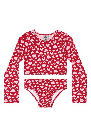 Biquíni UV Vermelho Corações - Tam 6 - Quimby