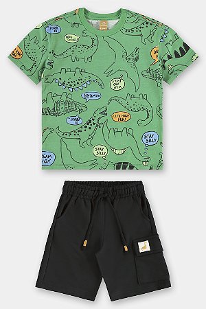 Conjunto Dino Verde/Preto - Tam 6 - Up Baby