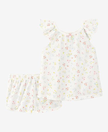 Pijama 2 peças Floral Branco - 3T (3 a 4 anos) - Carter's