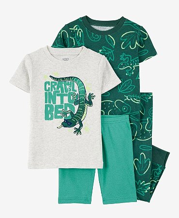 Kit Pijama 4 peças Verde Lagarto - 2T (2 a 3 anos) - Carter's