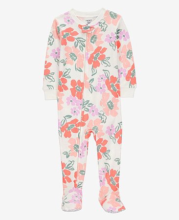 Pijama Macacão Floral Coral - 3T (3 a 4 anos) - Carter's