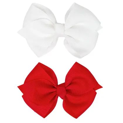 Kit 2 Laços com presilha Vermelho/Branco - Buba