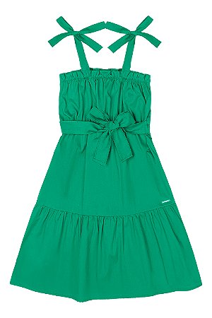 Vestido Tricoline Alcinha Verde Tam 6 - Quimby