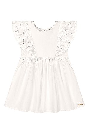 Vestido Alça Babado Laise Off White M - Quimby