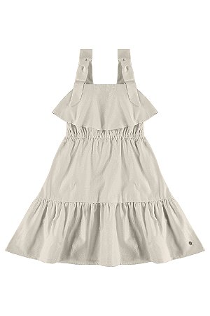 Vestido Linho Alça Laço Off White Tam 2 - Up Baby