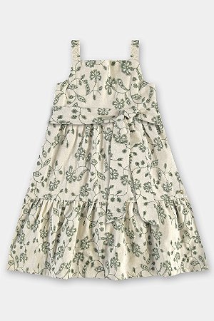 Vestido Midi Bordado Linho Verde Tam 2 - Up Baby